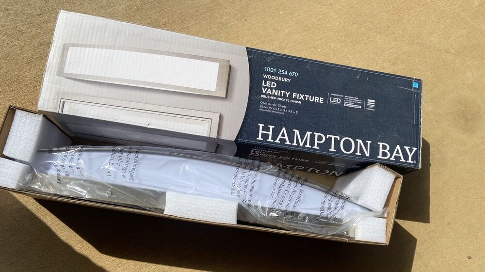 Hampton Bay Woodbury 24.6 " 1-Light Brushed Nickel LED Bathroom Vanity Light NEW